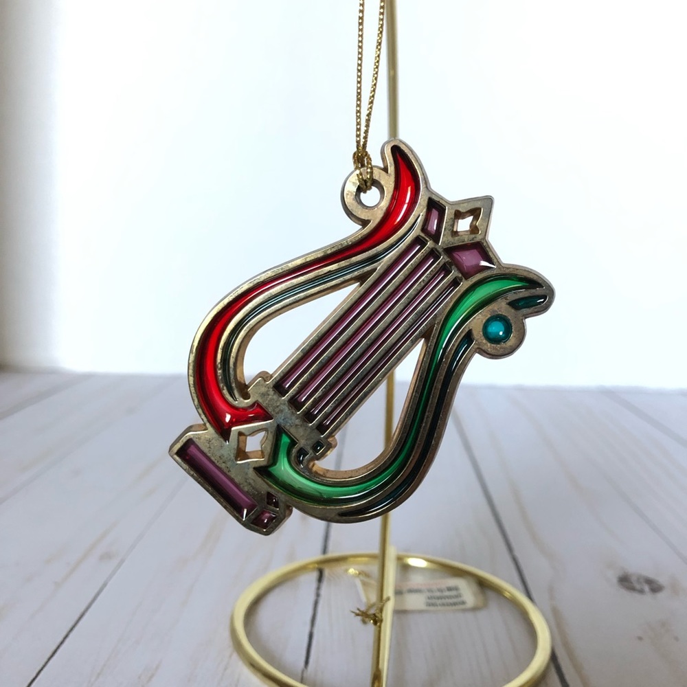 Avon Snow Fantasy Jewel Tone Ornament 1984 Harp